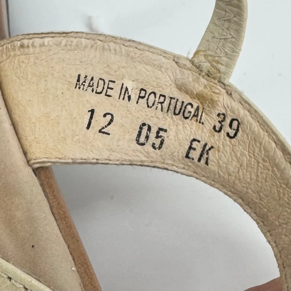 Dansko Womens 39 Cream Leather Strappy Slingback Wedge Sandals Portugal 12 05 EK